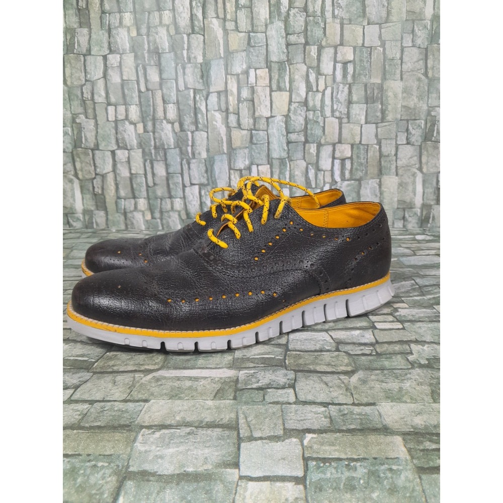 Cole Haan Zerogrand Wingtip Oxford Shoe Birnstein Brown /Yellow Mens 9 Casual